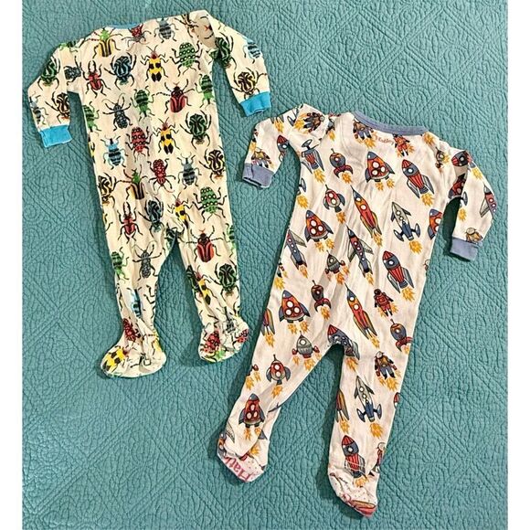 Hatley Bundle of 2 Baby Boys' Jungle Beetles & Rockets Footed Sleeper 3-6 Months - Picture 6 of 12